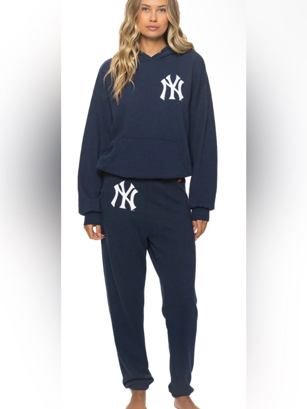 Aviator Nation Navy Hoodie(S) and Sweatpants(XS) Set with White NY Yankees Logos